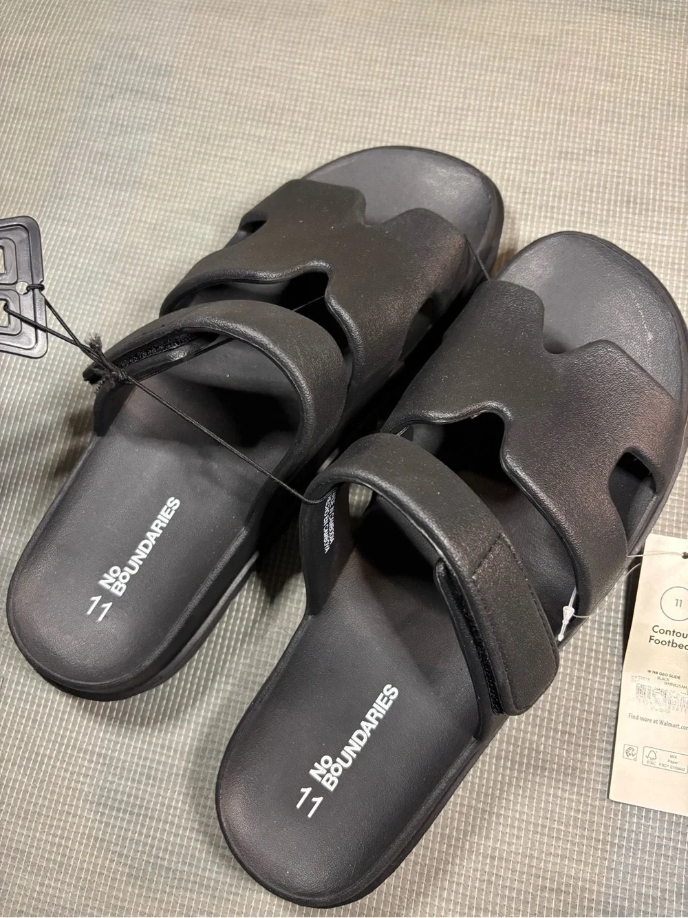 No Boundaries Women’s Black Size 11 Contour Footbed Geo Slide sandals